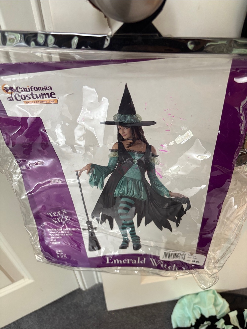 California Costumes Emerald Witch Dress in Green and Black